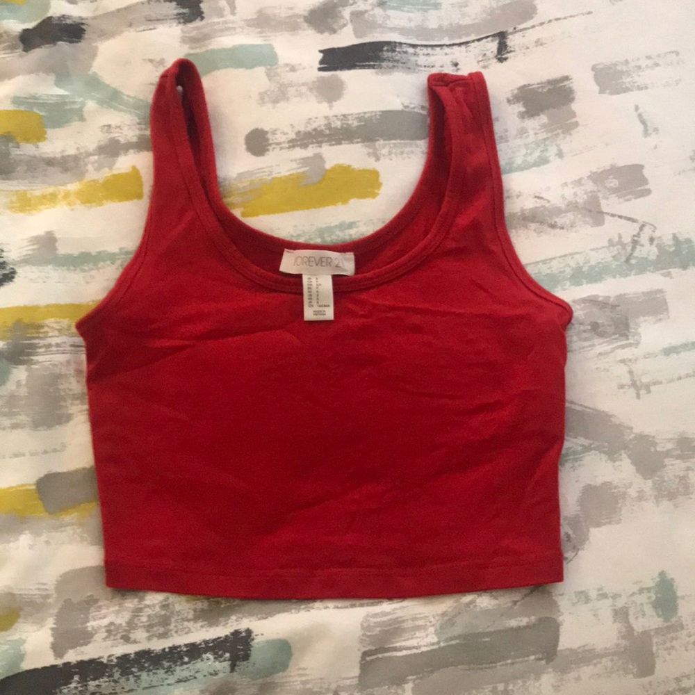 Red crop top, size small, forever 21
